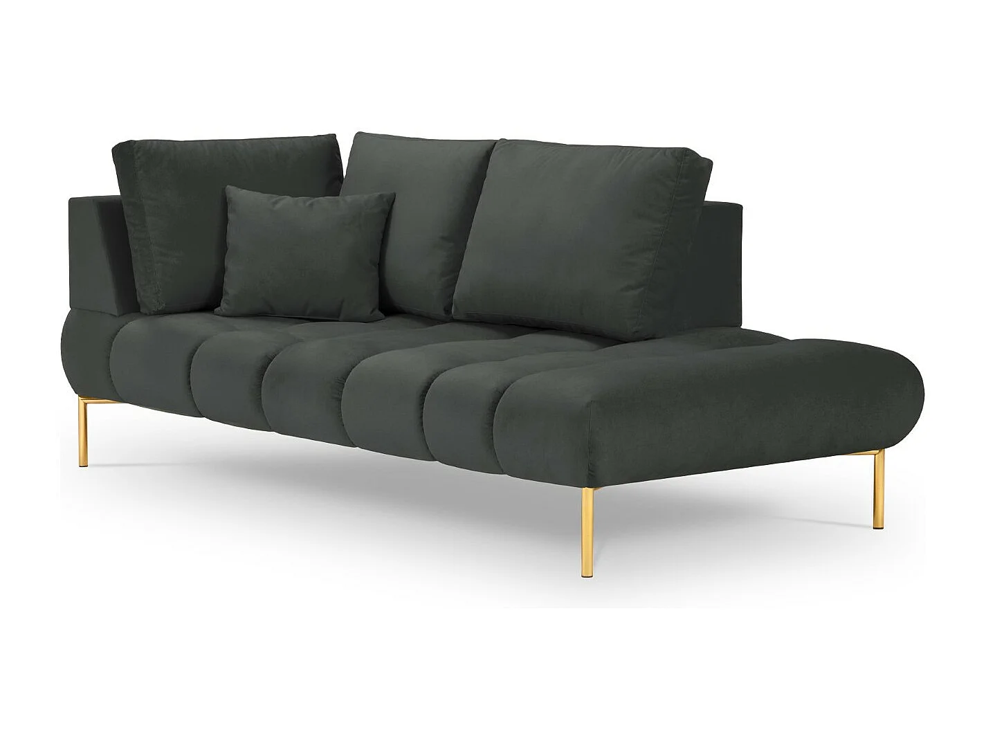 Cosmopolitan Design - Chaise longue direita "Hastings" 2 lugares em veludo cinza escuro - 216x102x75cm
