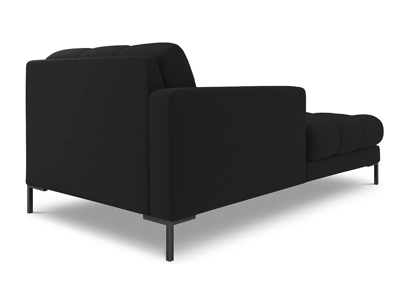 Cosmopolitan Design - Chaiselongue links "Bali" aus strukturiertem Stoff schwarz - 185x102x75cm