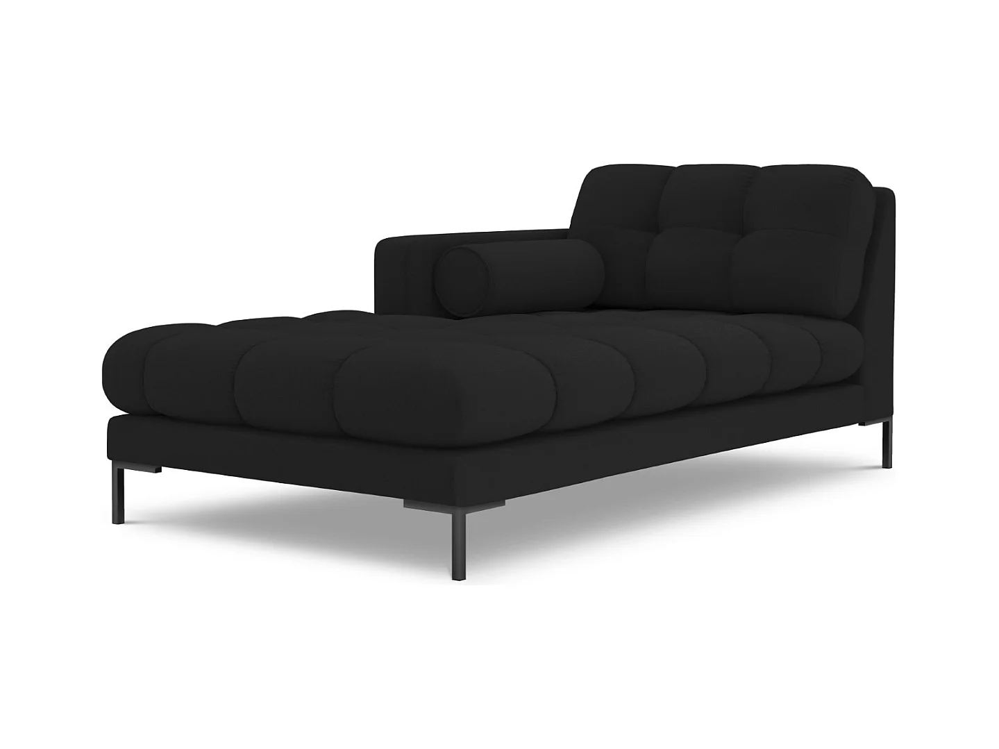 Cosmopolitan Design - Méridienne gauche "Bali" en tissu structurel noir - 185x102x75cm