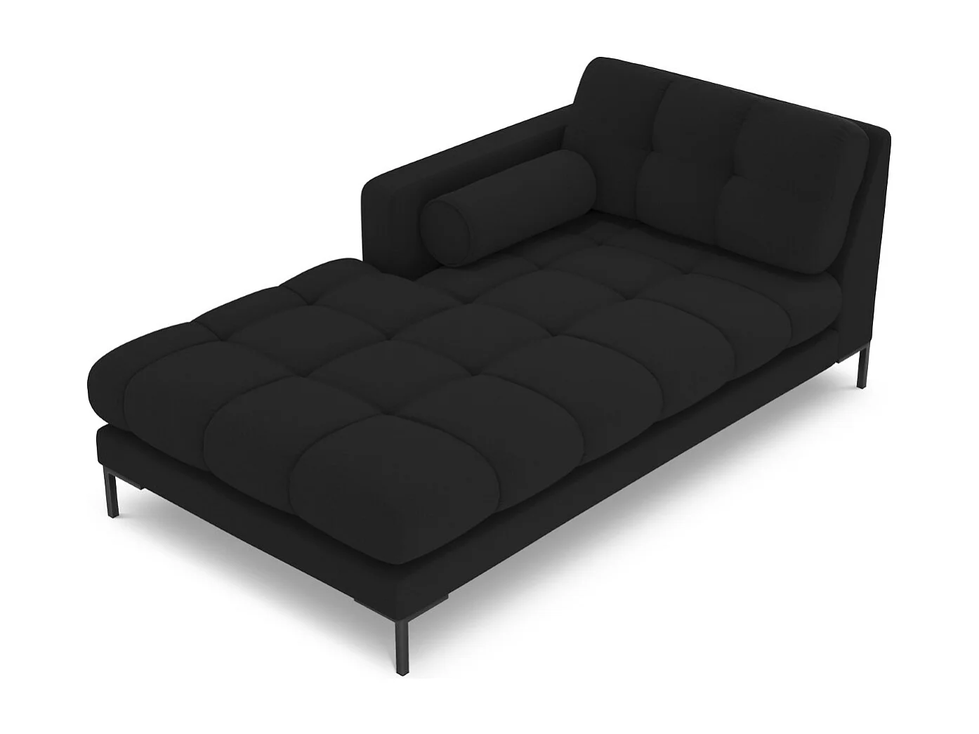 Cosmopolitan Design - Chaise longue esquerda "Bali" em tecido estrutural preto - 185x102x75cm
