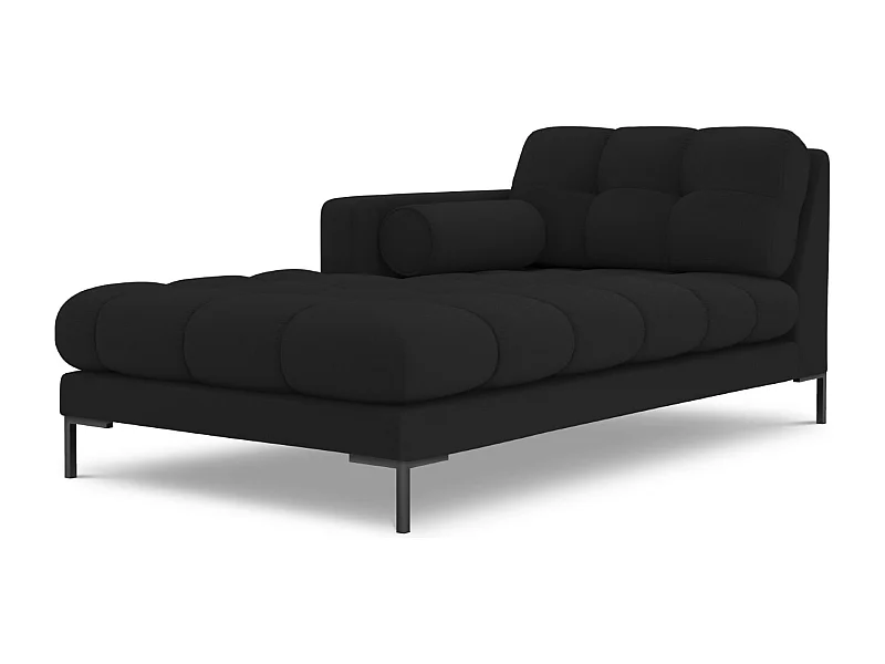 Cosmopolitan Design - Méridienne gauche "Bali" en tissu structurel noir - 185x102x75cm