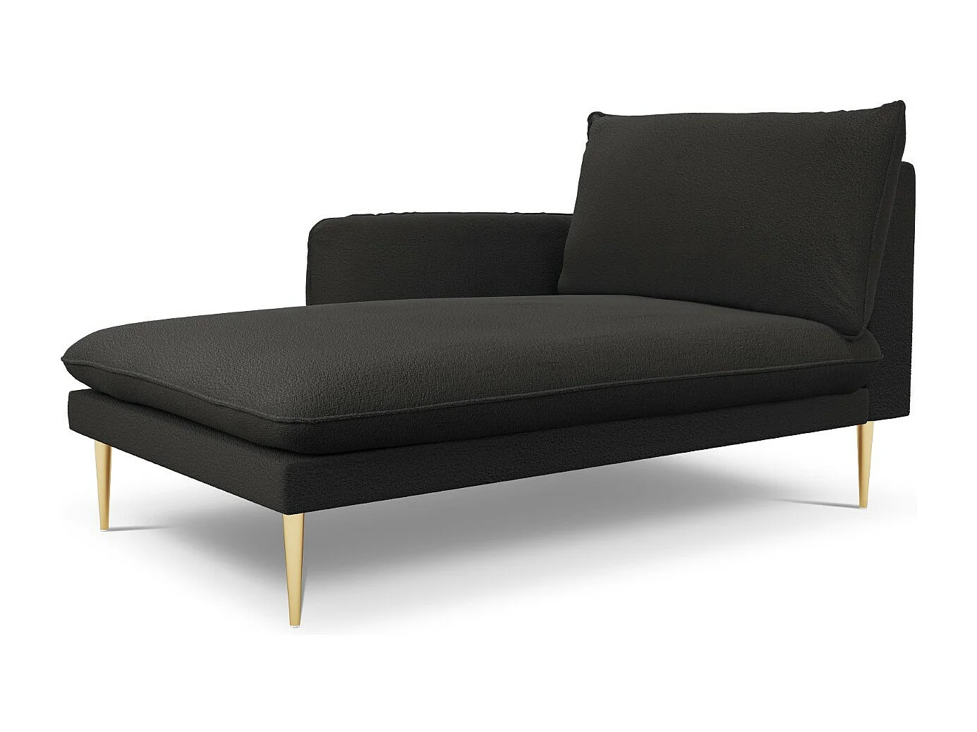 Cosmopolitan Design - Chaise longue de angulo izquierdo "Vienna" de tejido bouclé negro - 170x110x95cm