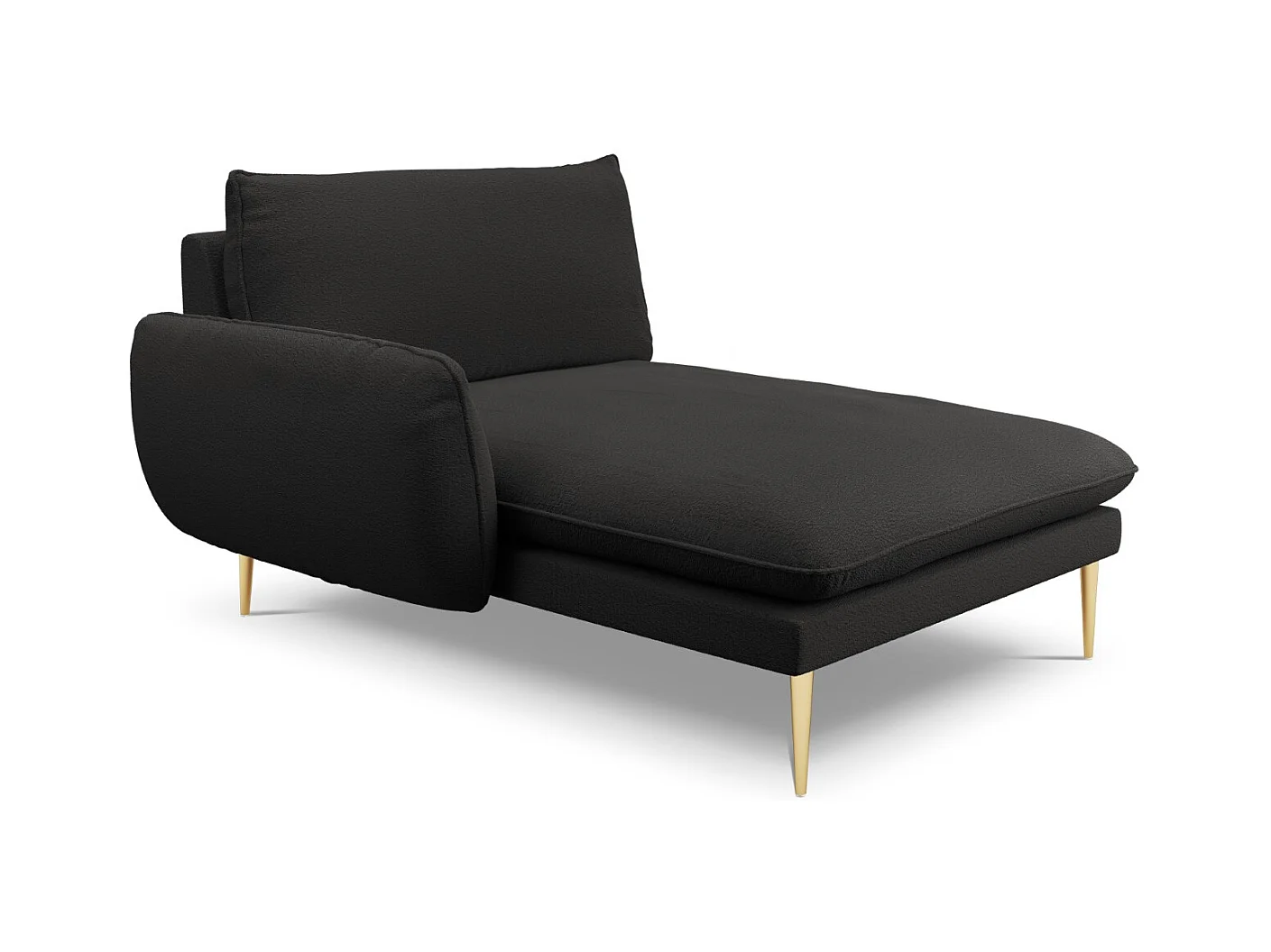 Cosmopolitan Design - Linker meridiaan "Vienna" Boucle, Zwart - 170x110x95cm