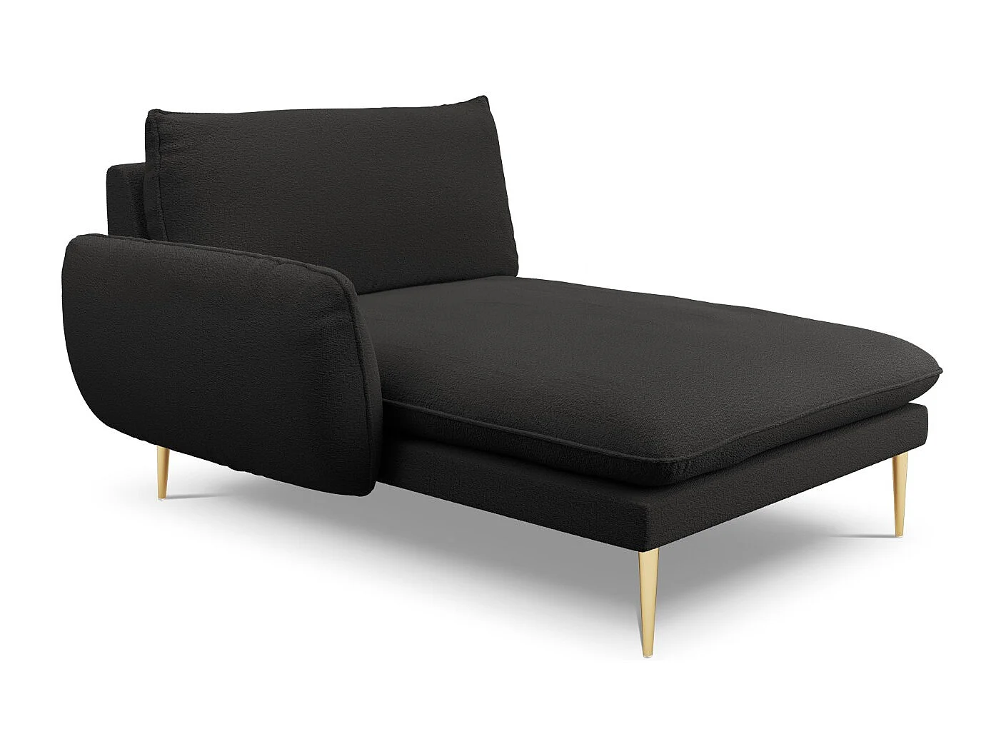 Cosmopolitan Design - Chaise longue esquerda "Vienna" em tecido bouclé preto - 170x110x95cm