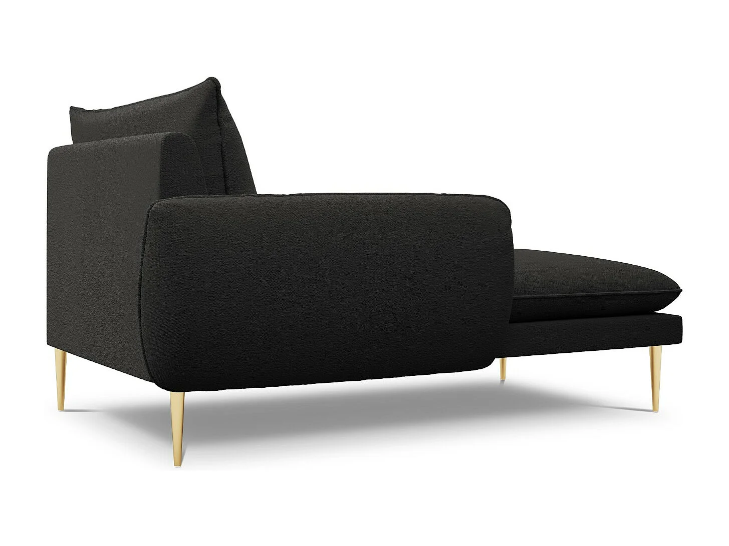 Cosmopolitan Design - Chaise longue esquerda "Vienna" em tecido bouclé preto - 170x110x95cm