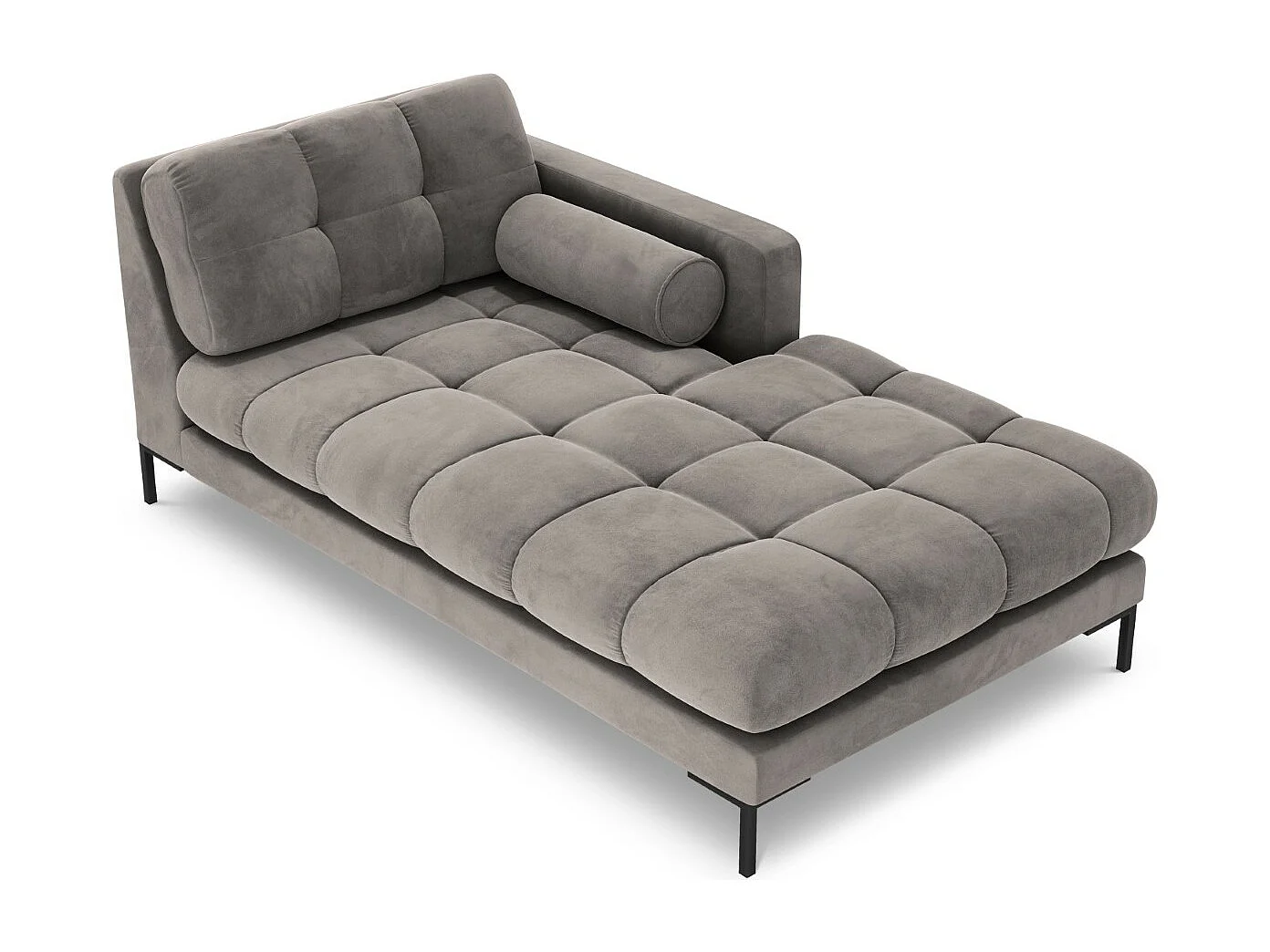 Cosmopolitan Design - Chaise longue destra "Bali" in velluto grigio chiaro - 185x102x75cm