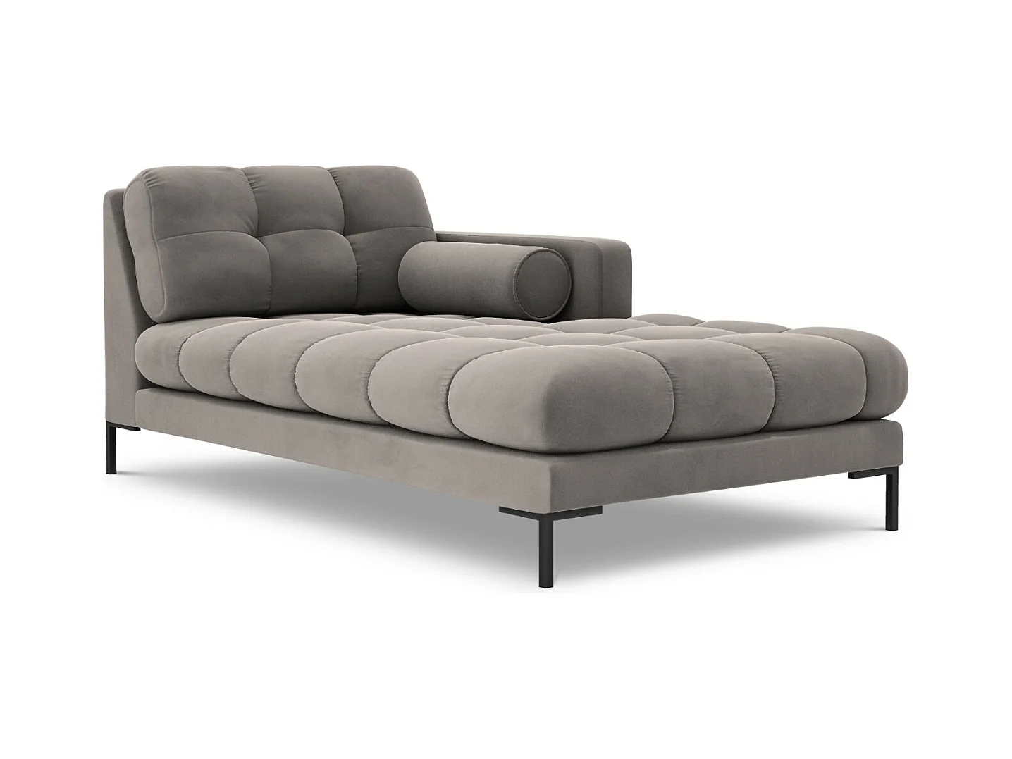 Cosmopolitan Design - Méridienne droite "Bali" en velours gris clair - 185x102x75cm