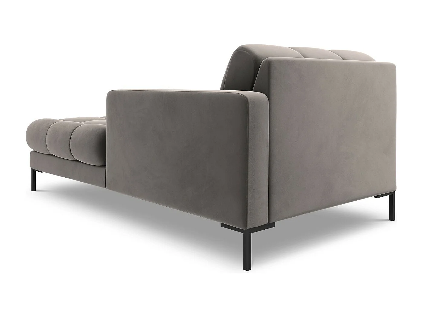Cosmopolitan Design - Chaise longue direita "Bali" em veludo cinza claro - 185x102x75cm