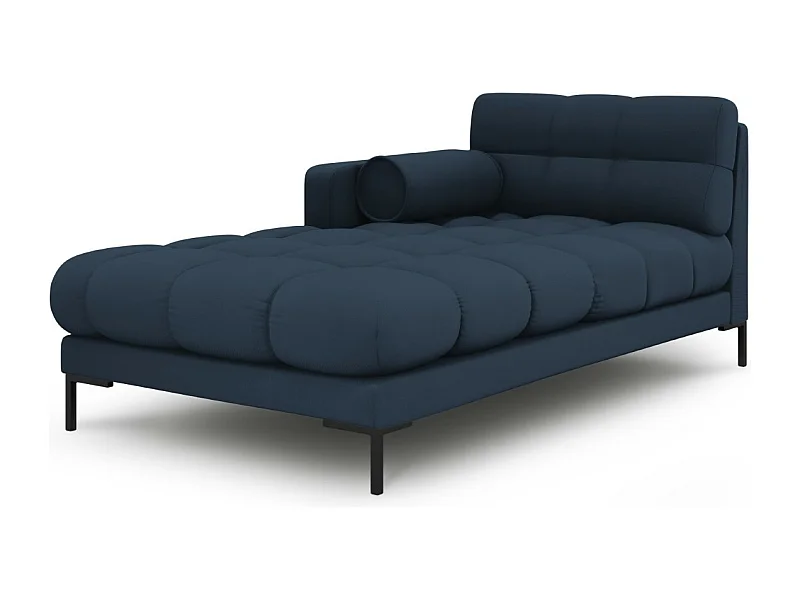 Cosmopolitan Design - Chaise longue sinistra "Bali" in tessuto strutturato blu - 185x102x75cm