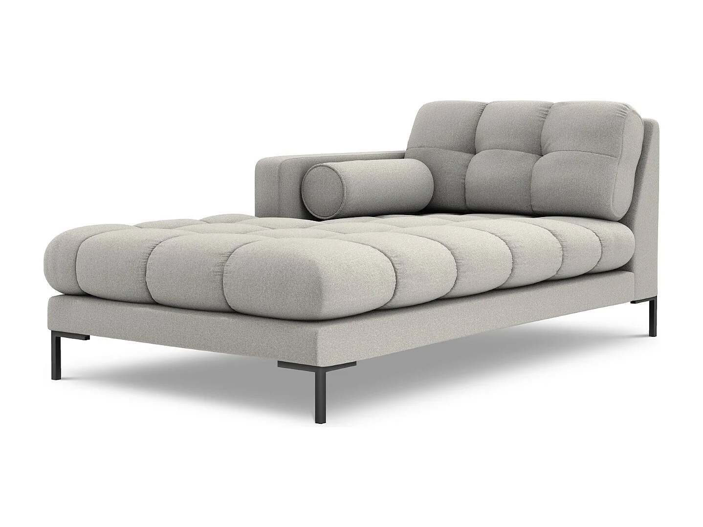 Cosmopolitan Design - Chaise longue sinistra "Bali" in tessuto strutturato grigio chiaro - 185x102x75cm