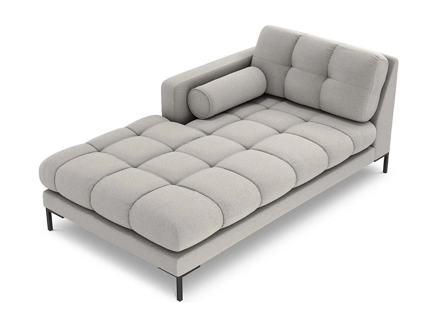Cosmopolitan Design - Chaise longue sinistra "Bali" in tessuto strutturato grigio chiaro - 185x102x75cm