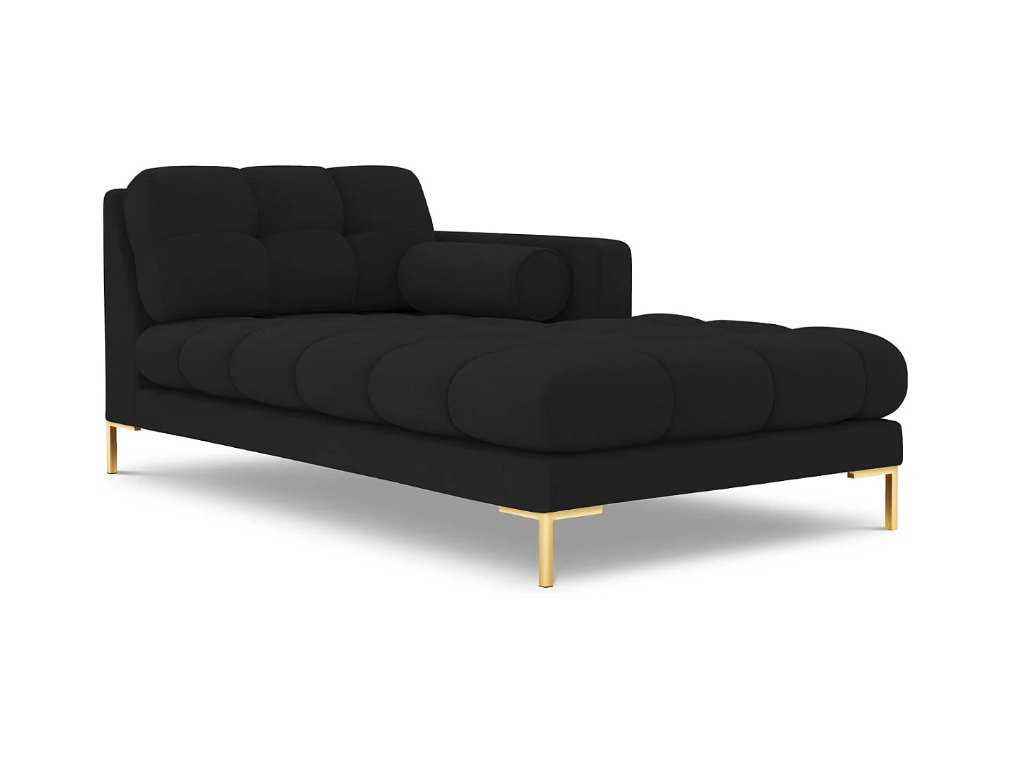 Cosmopolitan Design - Rechter chaise longue "Bali" Structurele stof, Zwart - 185x102x75cm