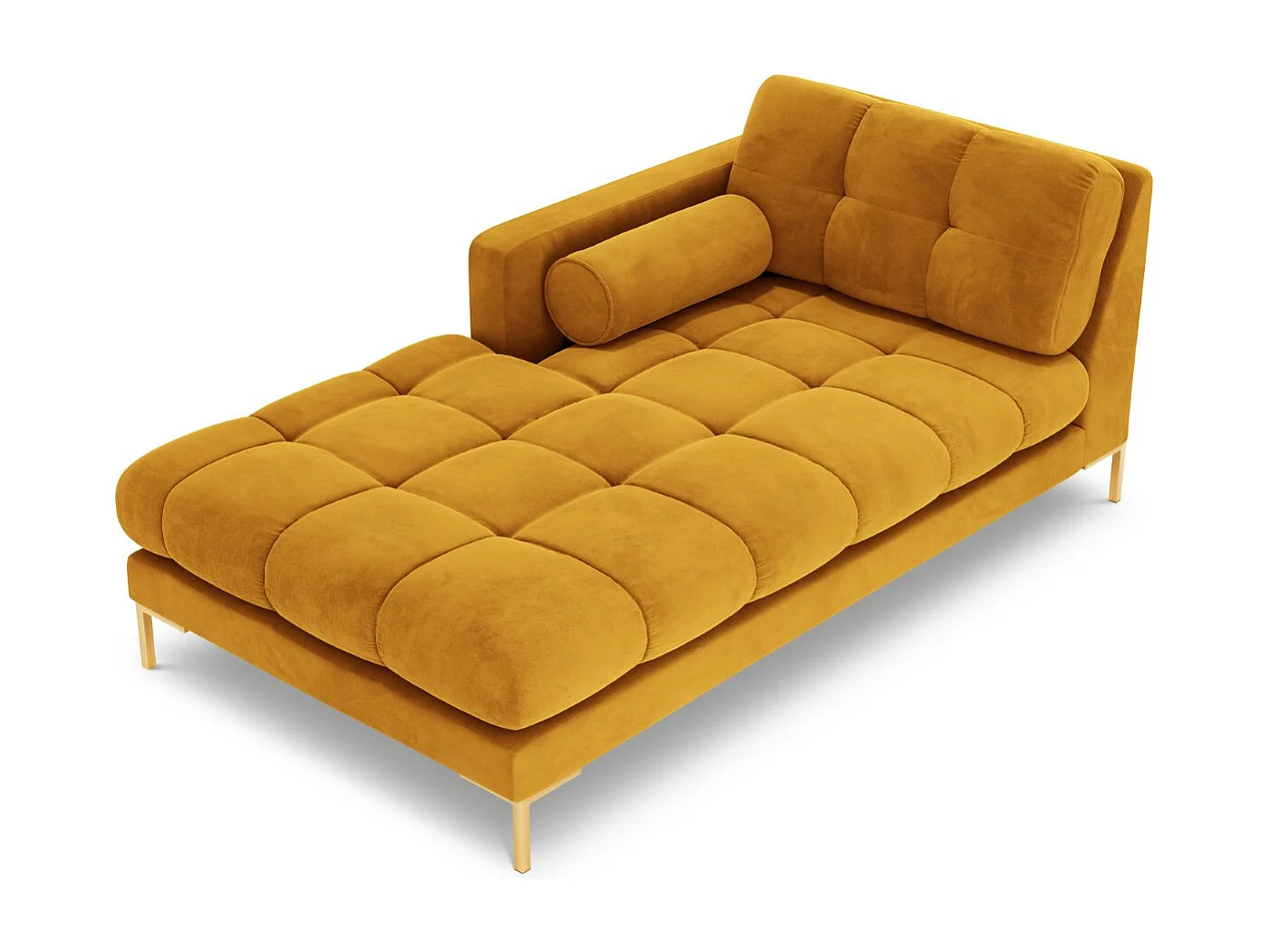 Cosmopolitan Design - Chaise longue de angulo izquierdo "Bali" de terciopelo amarillo - 185x102x75cm