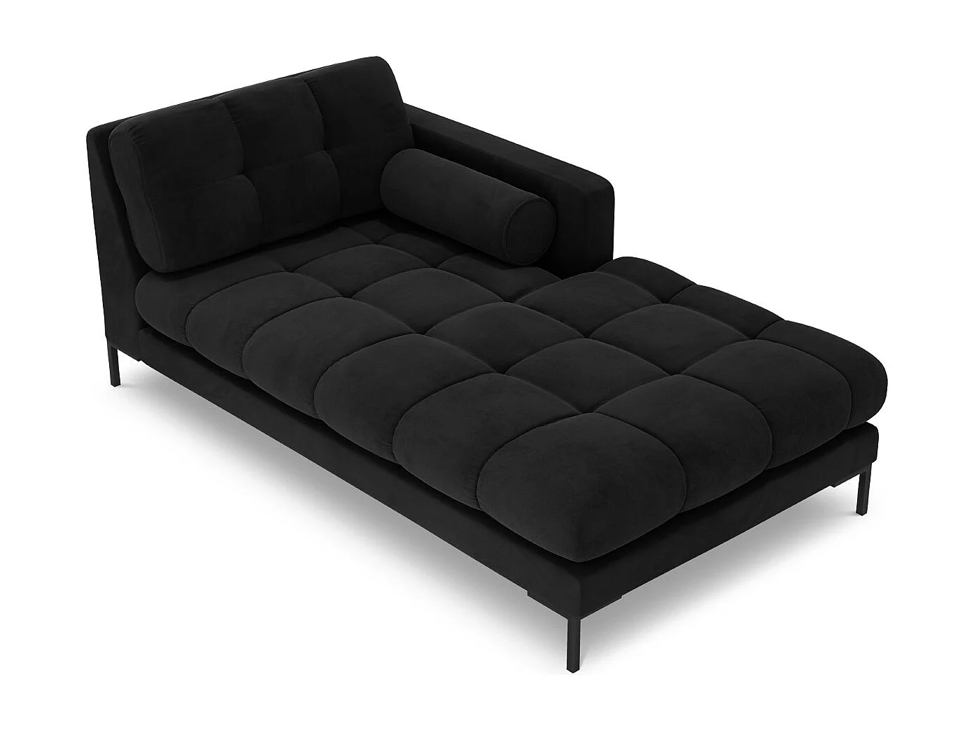 Cosmopolitan Design - Chaise longue destra "Bali" in velluto nero - 185x102x75cm