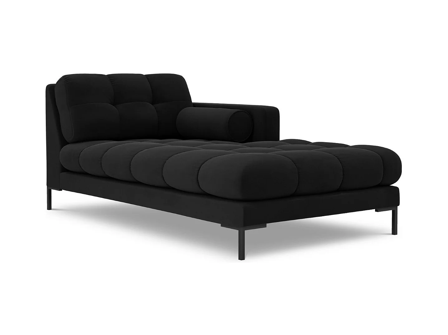 Cosmopolitan Design - Méridienne droite "Bali" en velours noir - 185x102x75cm