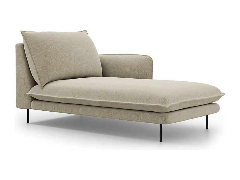 Cosmopolitan Design - Méridienne droite "Vienna" en tissu structurel beige - 170x110x95cm