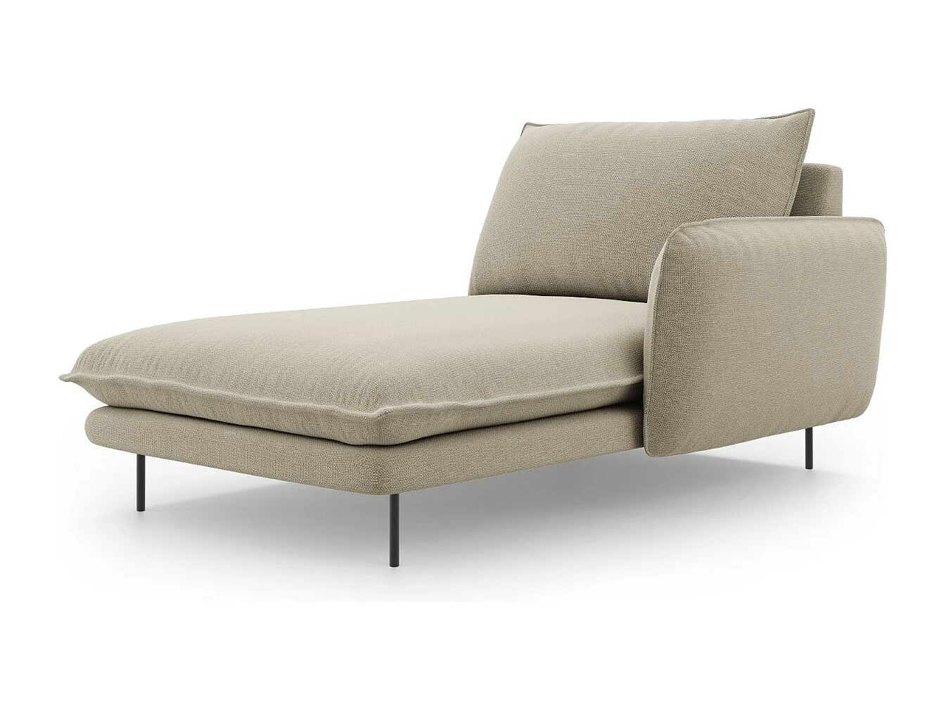 Cosmopolitan Design - Méridienne droite "Vienna" en tissu structurel beige - 170x110x95cm