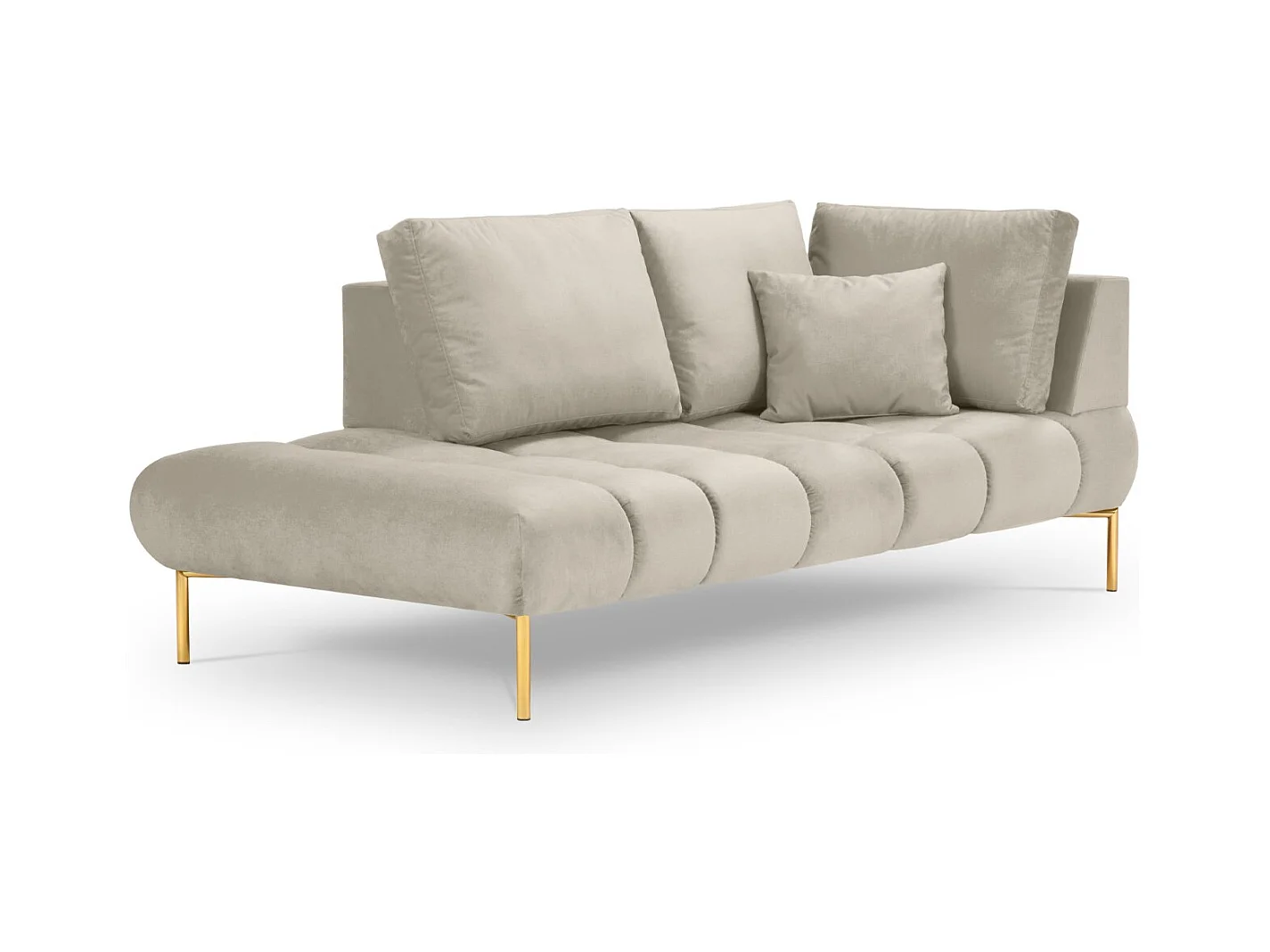 Cosmopolitan Design - Méridienne gauche "Hastings" 2 places en velours beige - 216x102x75cm