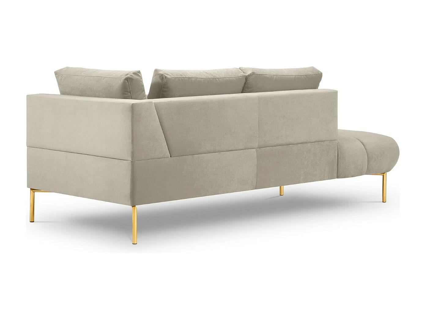 Cosmopolitan Design - Chaise longue esquerda "Hastings" 2 lugares em veludo bege - 216x102x75cm