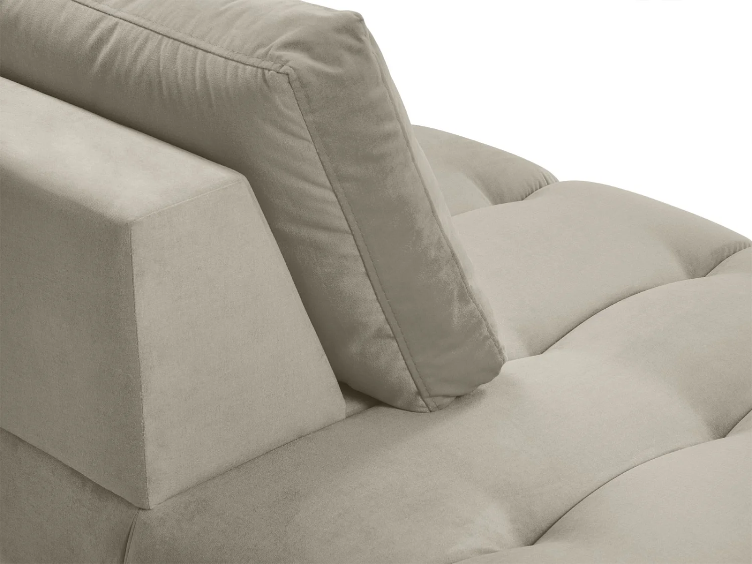 Cosmopolitan Design - Chaise longue esquerda "Hastings" 2 lugares em veludo bege - 216x102x75cm