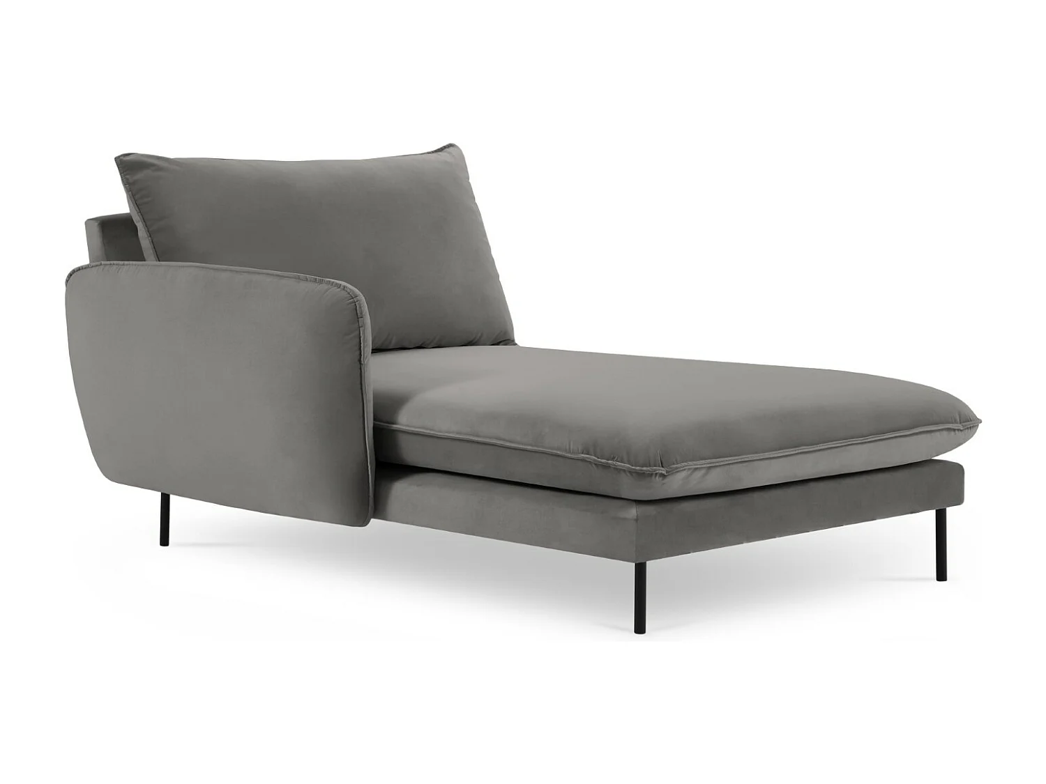 Cosmopolitan Design - Linker meridiaan "Vienna" Flueel, Lichtgrijs - 170x110x95cm