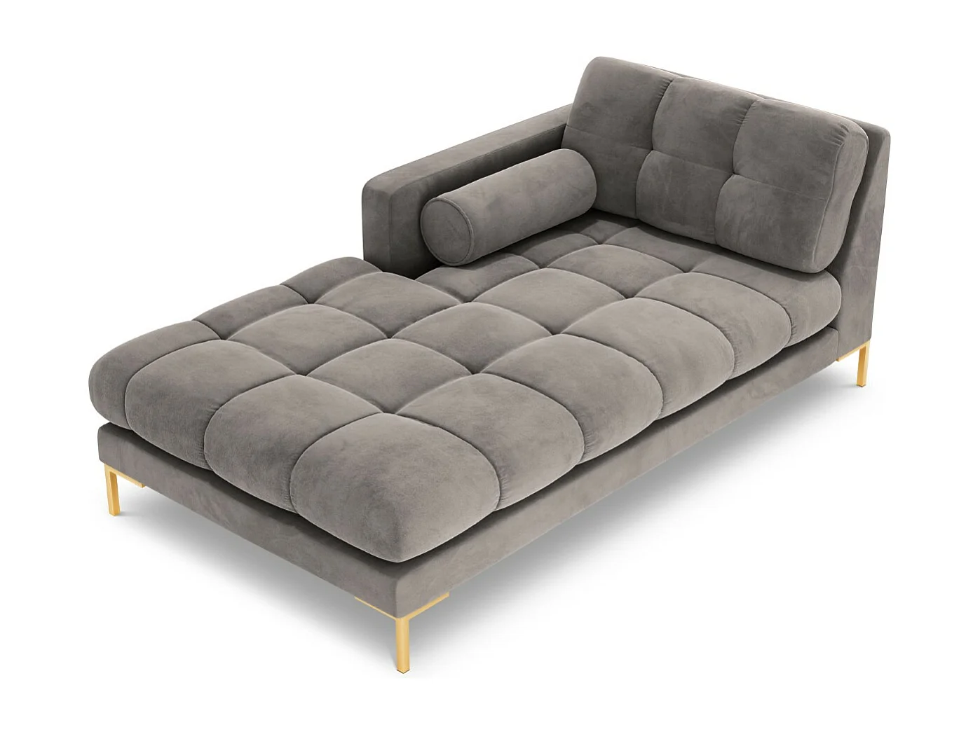 Cosmopolitan Design - Chaiselongue links "Bali" aus Samt hellgrau - 185x102x75cm