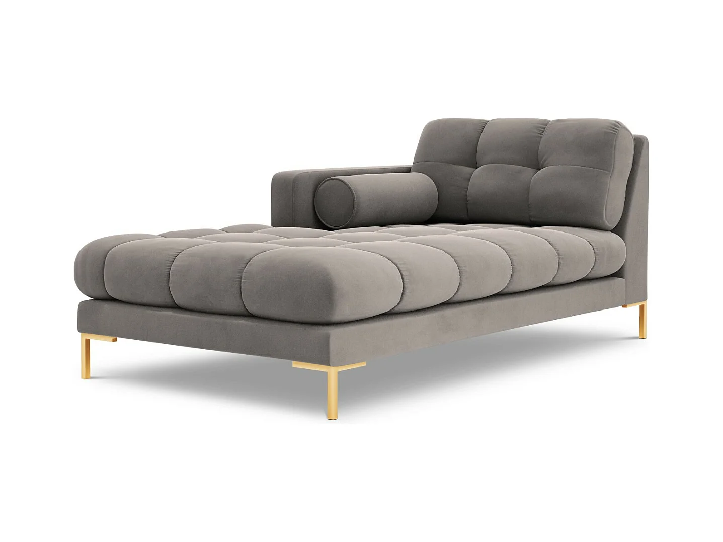 Cosmopolitan Design - Méridienne gauche "Bali" en velours gris clair - 185x102x75cm