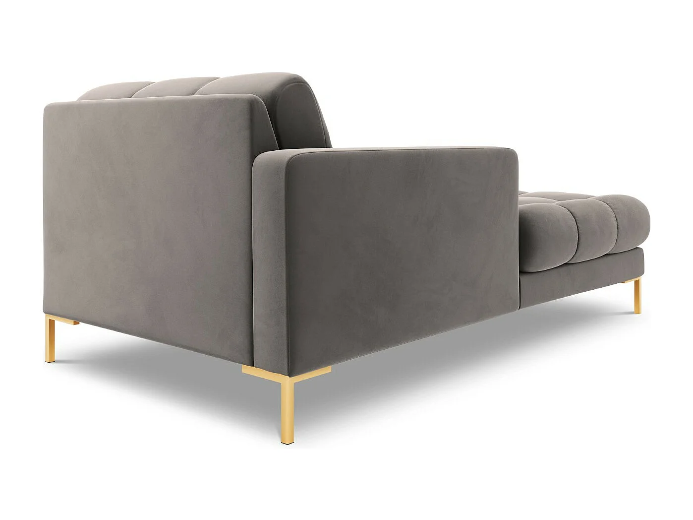 Cosmopolitan Design - Chaise longue esquerda "Bali" em veludo cinza claro - 185x102x75cm