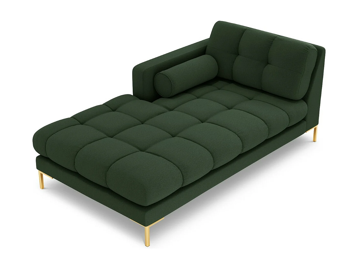 Cosmopolitan Design - Chaiselongue links "Bali" aus strukturiertem Stoff dunkelgrün - 185x102x75cm