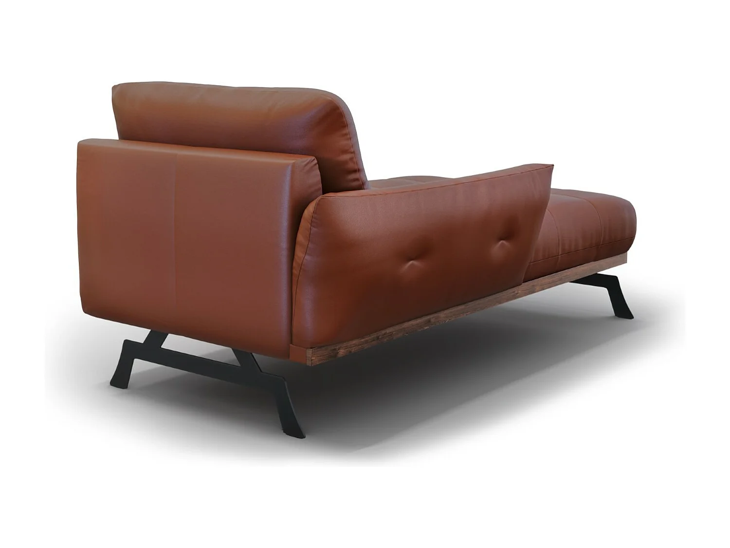CXL by Christian Lacroix - Méridienne gauche "Olivier" en cuir véritable marron - 171x100x87cm