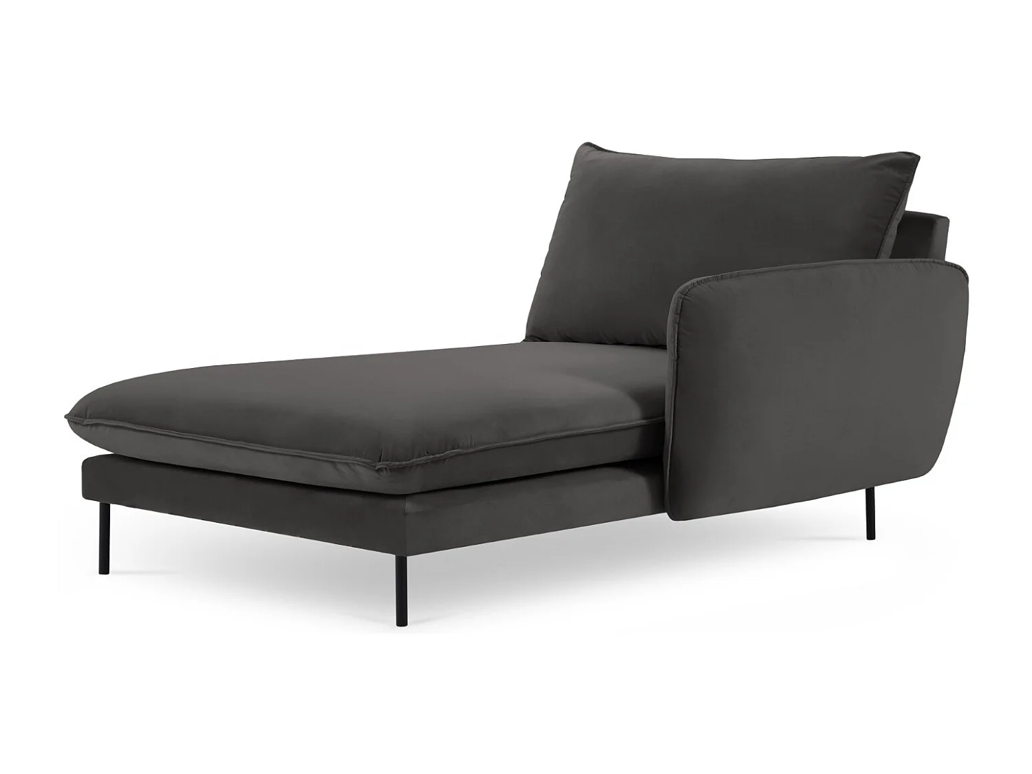 Cosmopolitan Design - Chaise longue de angulo derecho "Vienna" de terciopelo gris oscuro - 170x110x95cm