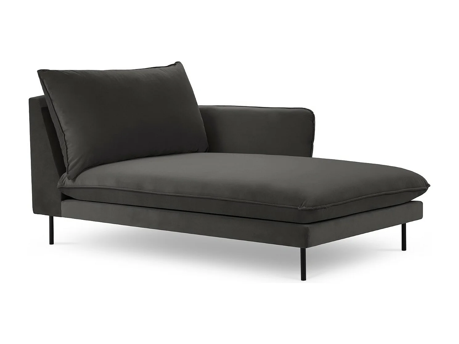 Cosmopolitan Design - Chaise longue direita "Vienna" em veludo cinza escuro - 170x110x95cm