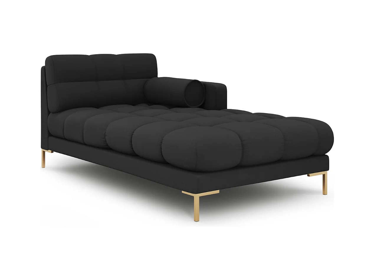 Cosmopolitan Design - Rechter chaise longue "Bali" Structurele stof, Donkergrijs - 185x102x75cm