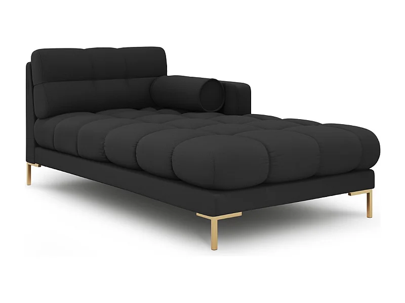 Cosmopolitan Design - Rechter chaise longue "Bali" Structurele stof, Donkergrijs - 185x102x75cm