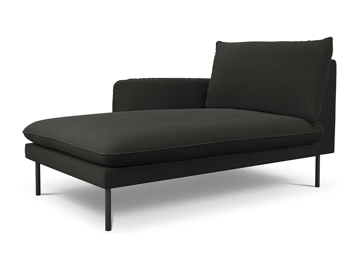 Cosmopolitan Design - Chaise longue de angulo izquierdo "Vienna" de tejido bouclé negro - 170x110x95cm
