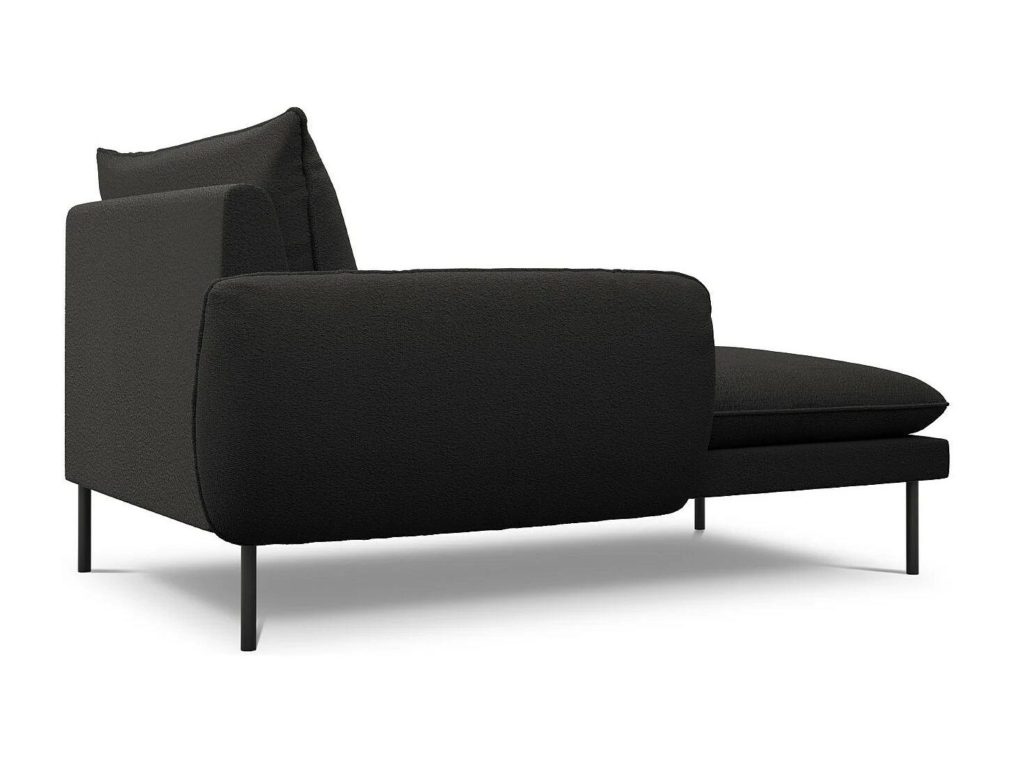 Cosmopolitan Design - Chaise longue de angulo izquierdo "Vienna" de tejido bouclé negro - 170x110x95cm