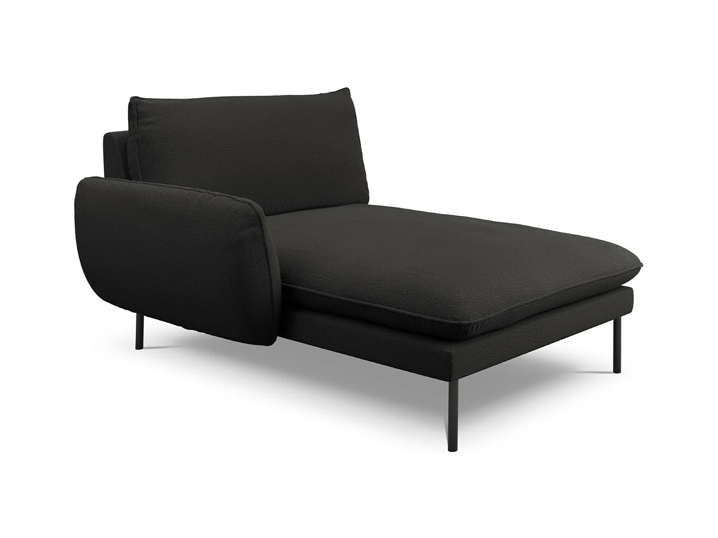 Cosmopolitan Design - Linker meridiaan "Vienna" Boucle, Zwart - 170x110x95cm