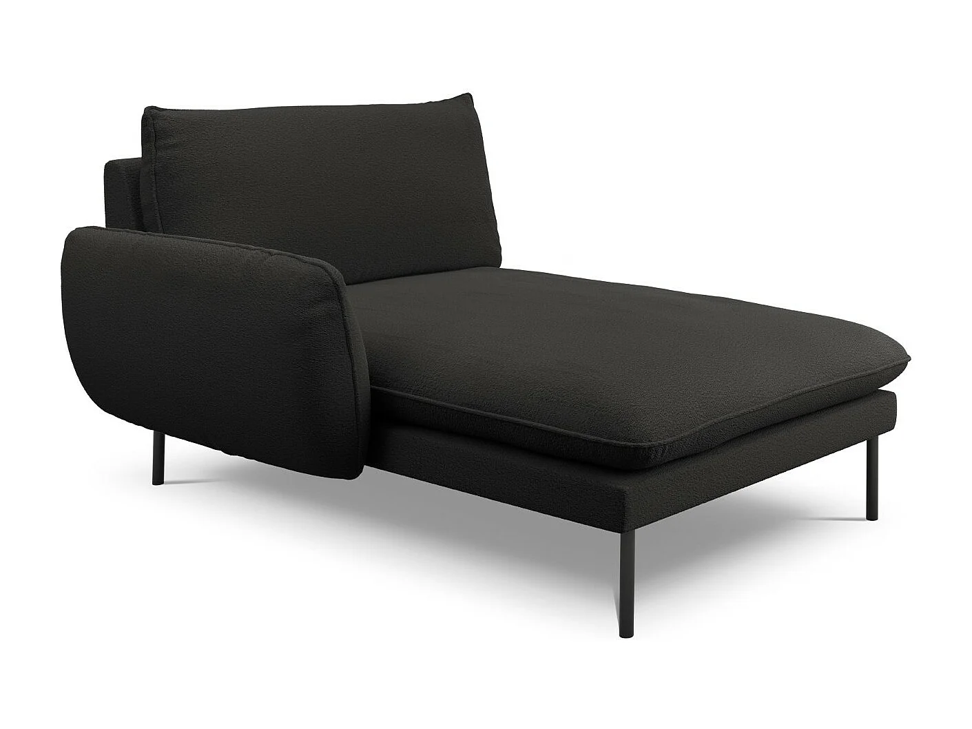 Cosmopolitan Design - Chaise longue esquerda "Vienna" em tecido bouclé preto - 170x110x95cm