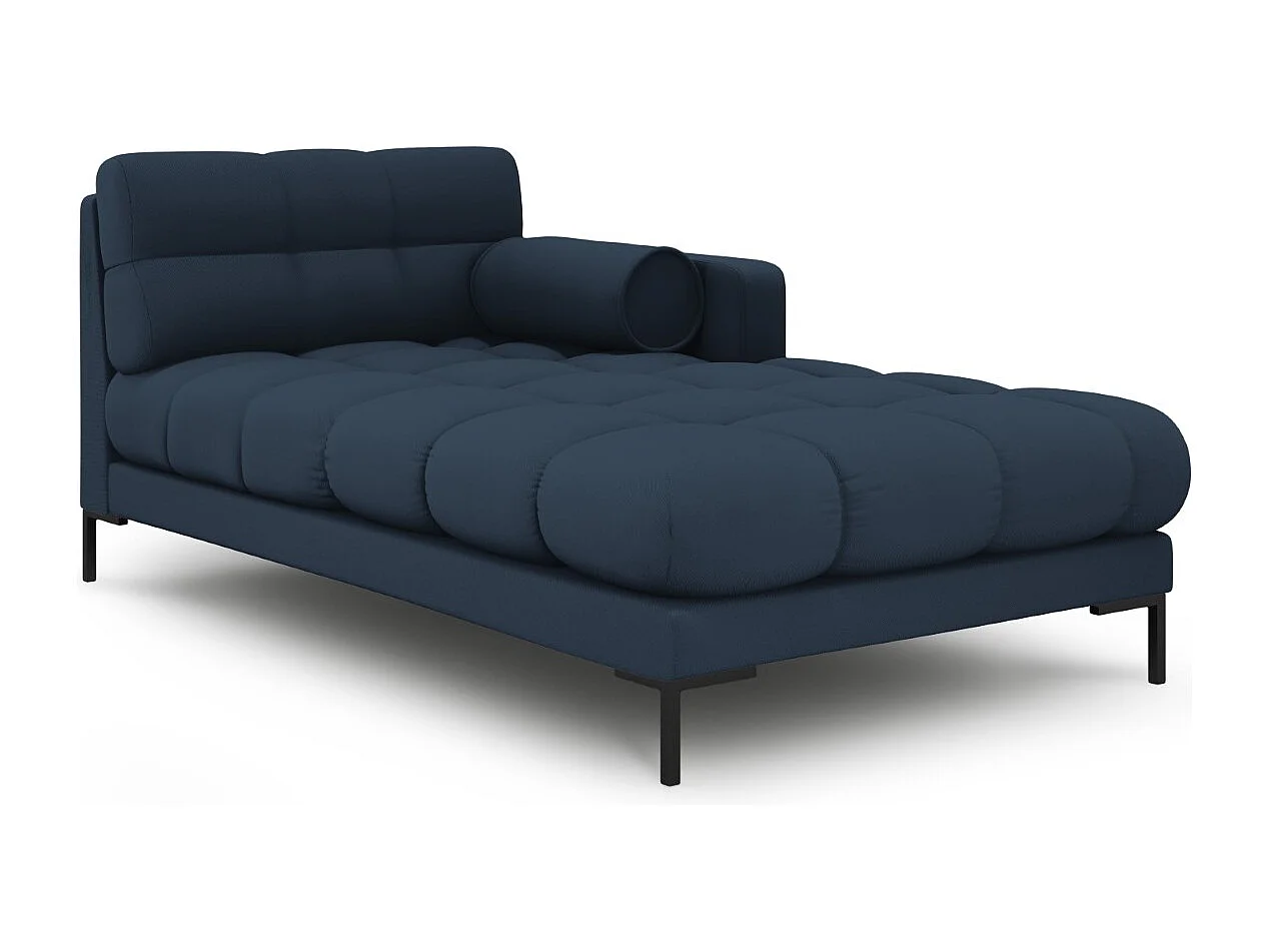 Cosmopolitan Design - Chaiselongue rechts "Bali" aus strukturiertem Stoff blau - 185x102x75cm