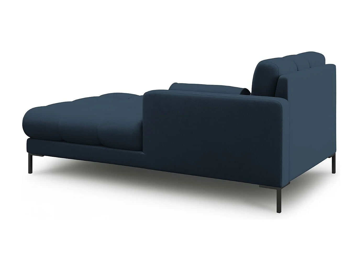 Cosmopolitan Design - Chaiselongue rechts "Bali" aus strukturiertem Stoff blau - 185x102x75cm