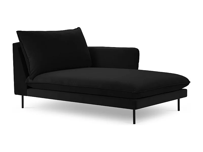 Cosmopolitan Design - Chaise longue de angulo derecho "Vienna" de terciopelo negro - 170x110x95cm