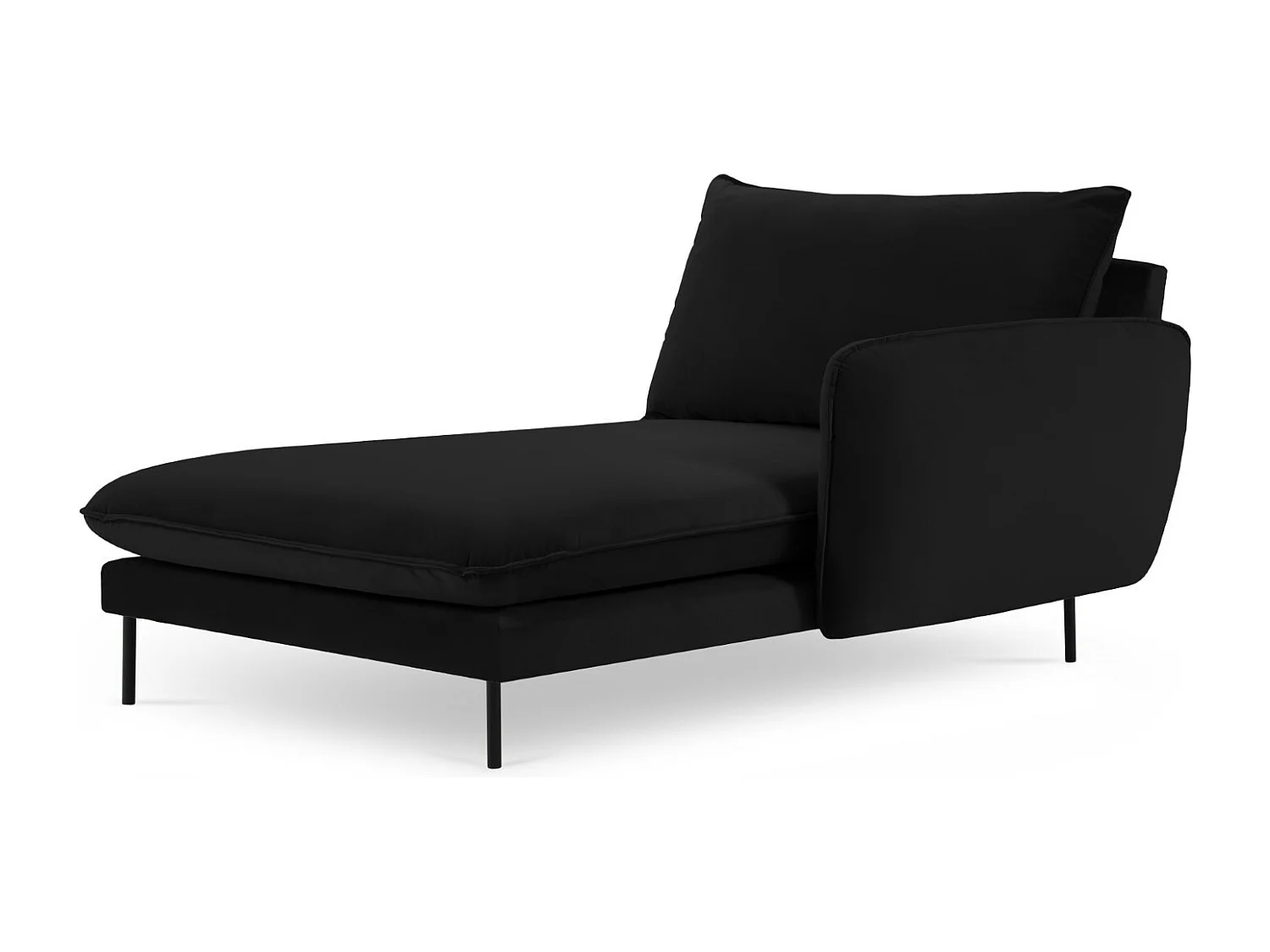 Cosmopolitan Design - Chaise longue de angulo derecho "Vienna" de terciopelo negro - 170x110x95cm