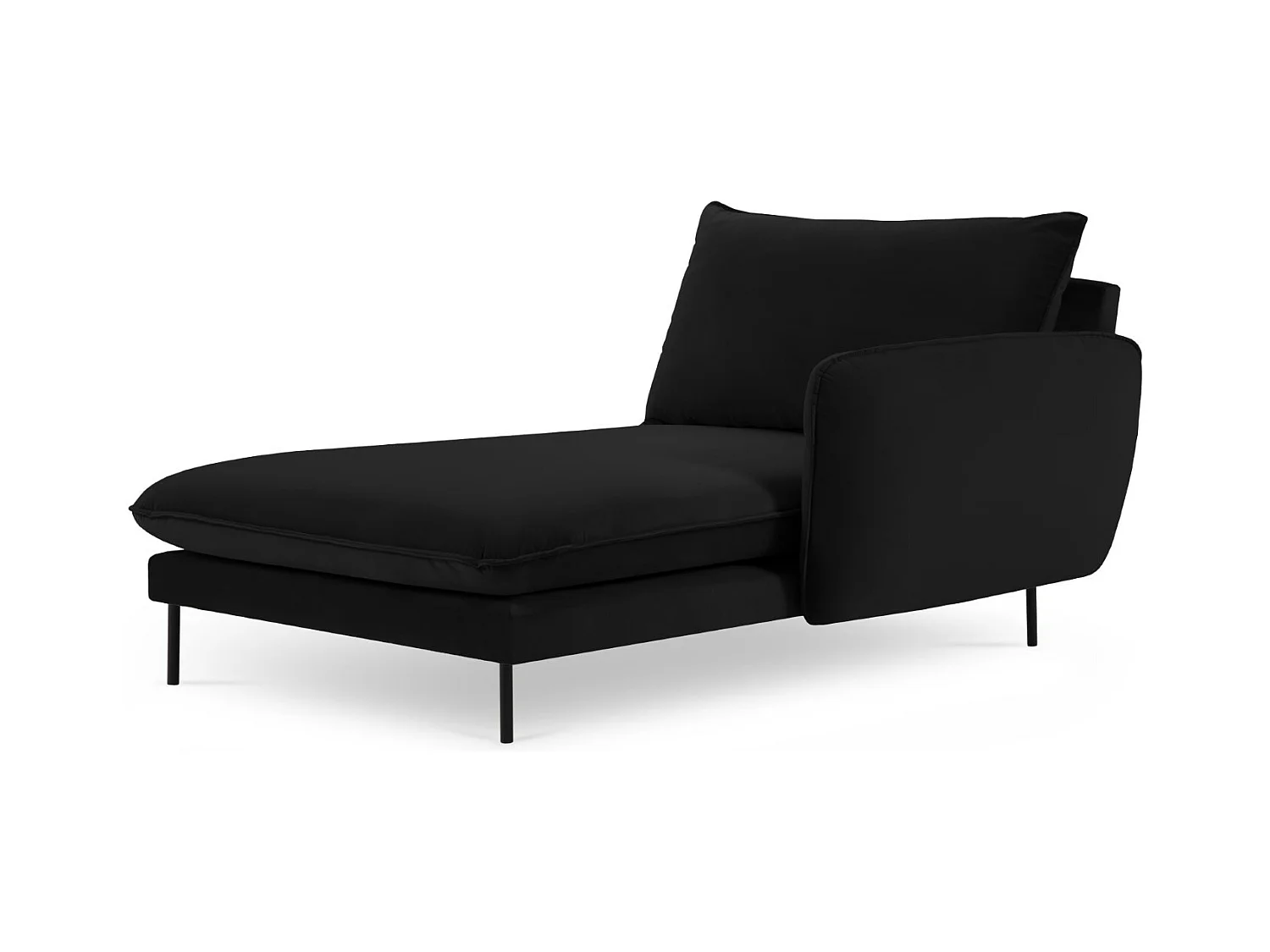 Cosmopolitan Design - Rechter chaise longue "Vienna" Flueel, Zwart - 170x110x95cm