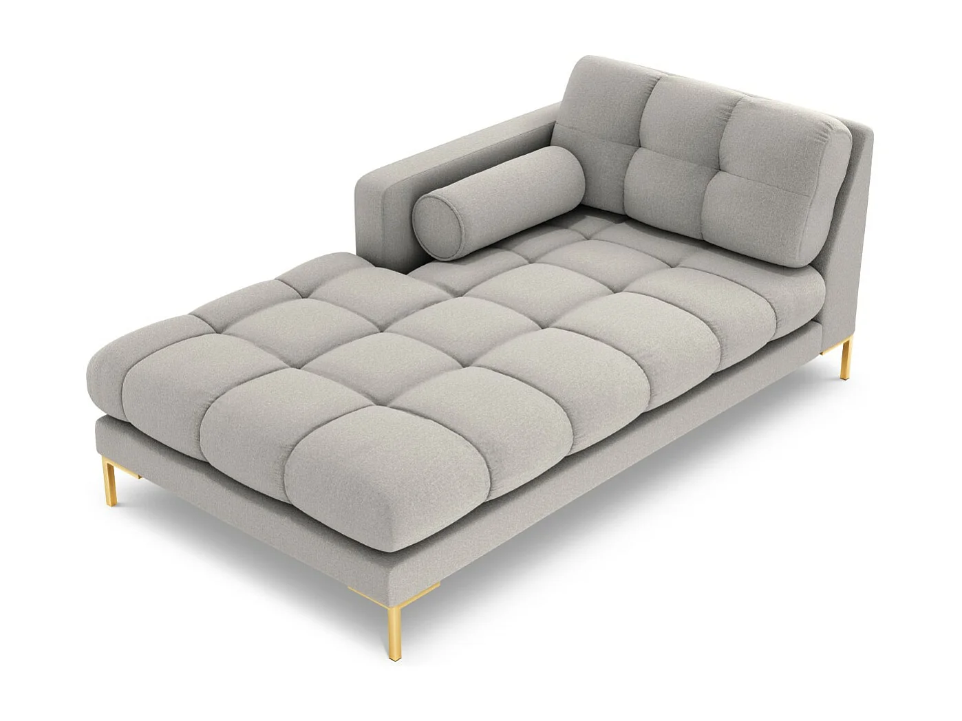 Cosmopolitan Design - Chaise longue esquerda "Bali" em tecido estrutural cinza claro - 185x102x75cm