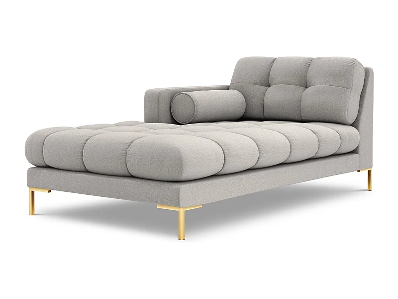Cosmopolitan Design - Chaise longue esquerda "Bali" em tecido estrutural cinza claro - 185x102x75cm