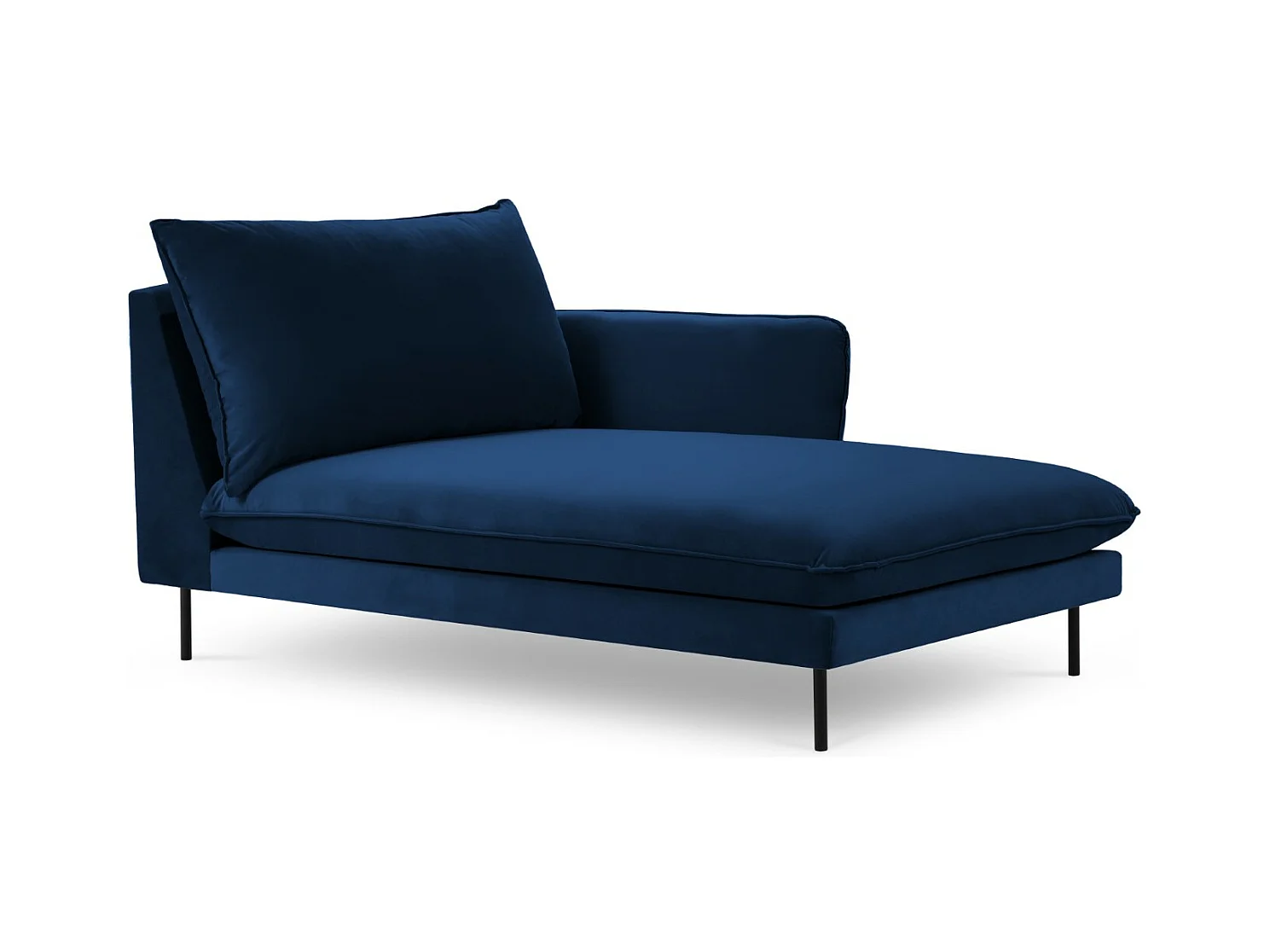 Cosmopolitan Design - Rechter chaise longue "Vienna" Flueel, Koningsblauw - 170x110x95cm