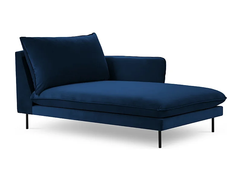 Cosmopolitan Design - Chaise longue direita "Vienna" em veludo azul real - 170x110x95cm