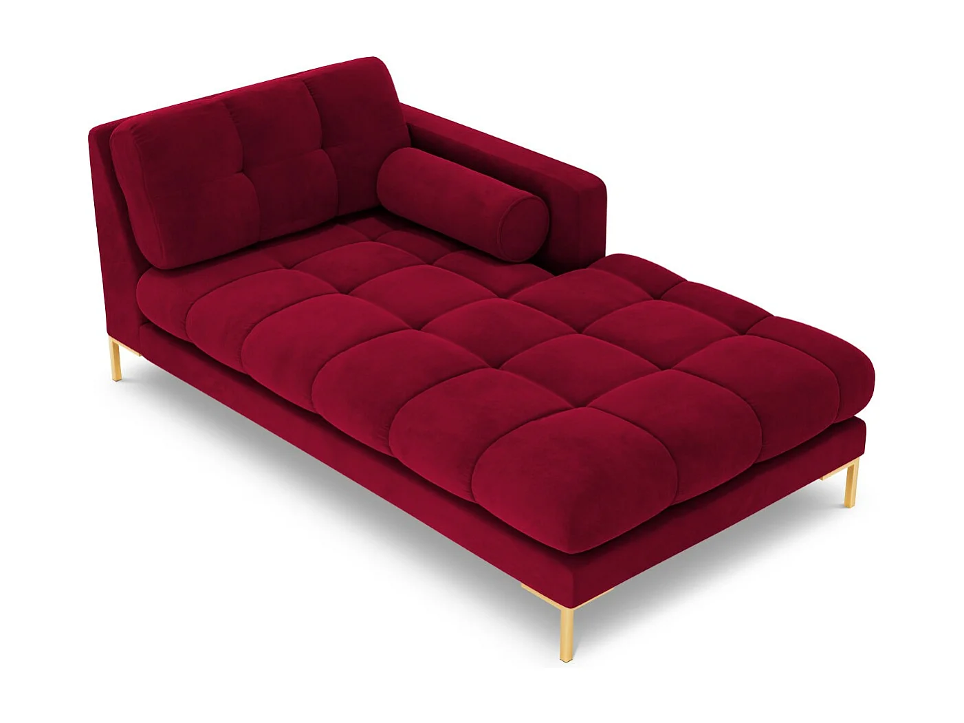 Cosmopolitan Design - Rechter chaise longue "Bali" Flueel, Rood - 185x102x75cm