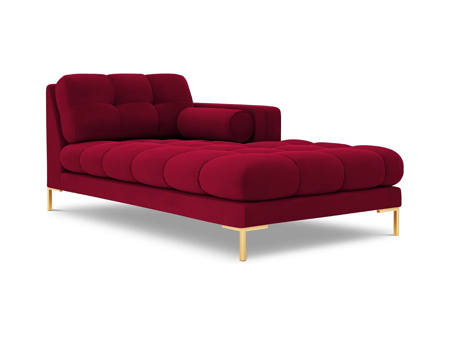 Cosmopolitan Design - Rechter chaise longue "Bali" Flueel, Rood - 185x102x75cm