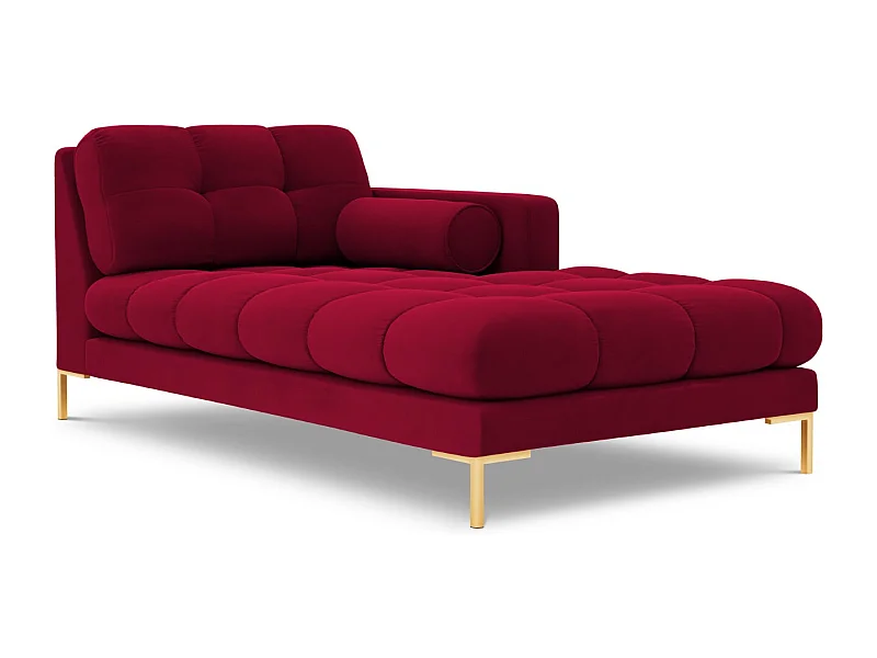 Cosmopolitan Design - Méridienne droite "Bali" en velours rouge - 185x102x75cm